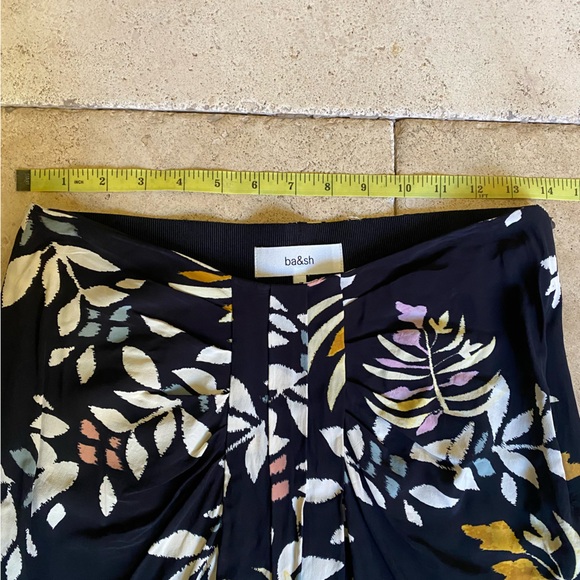 ba&sh Christo Printed Midi Skirt in Black with Multi color floral pattern small - Picture 5 of 9